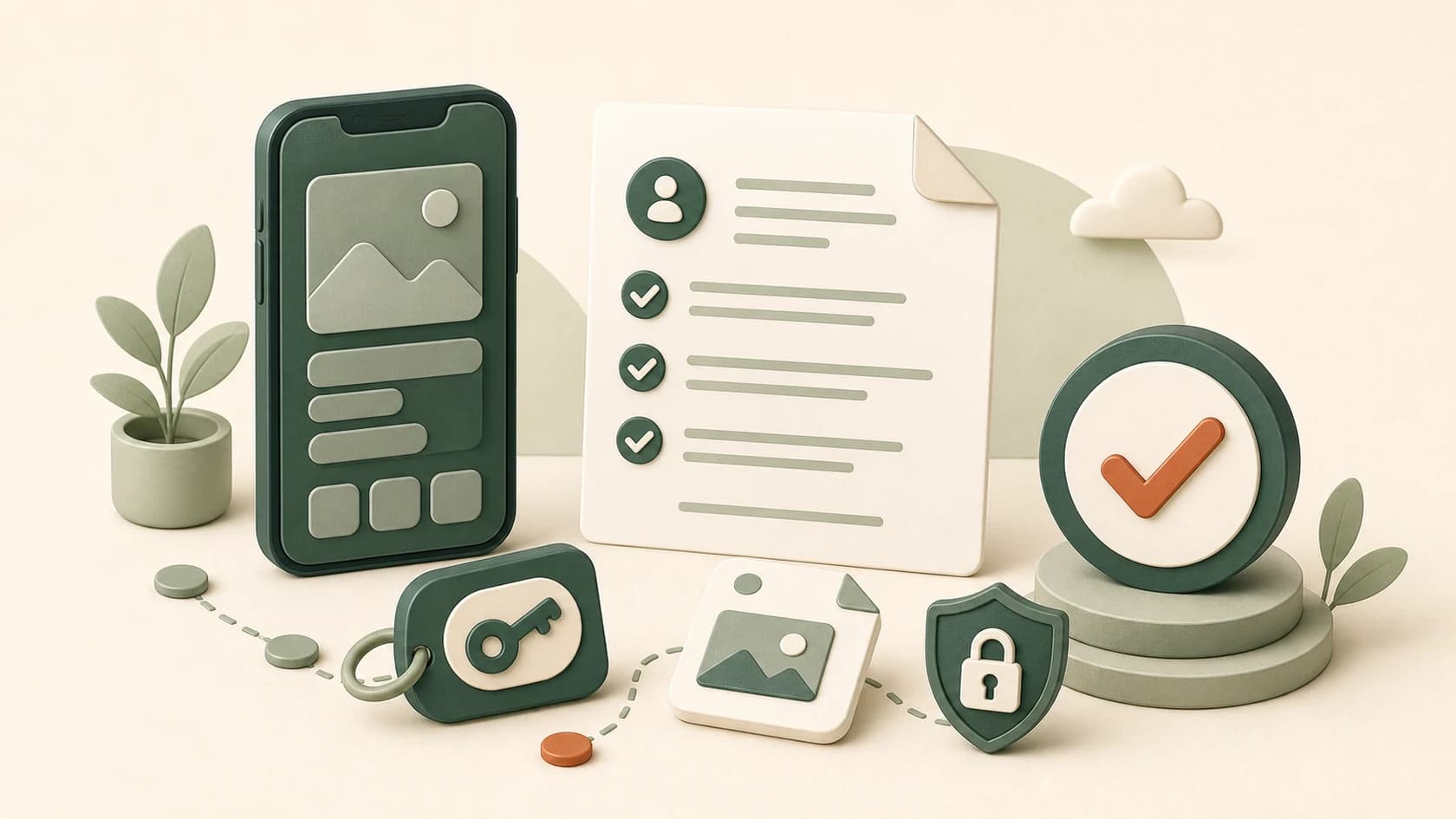 Illustration of a reviewer with a phone, demo account, and clear App Review instructions