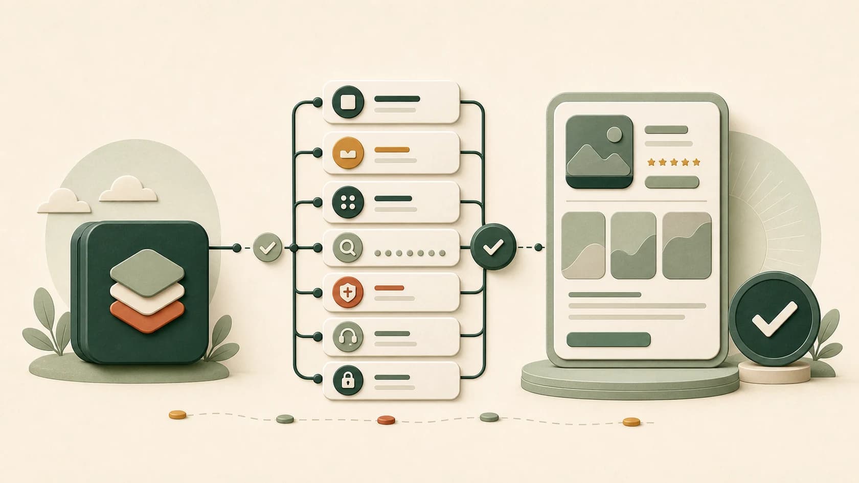 Illustration of a complete App Store metadata record connecting an app build to its product page