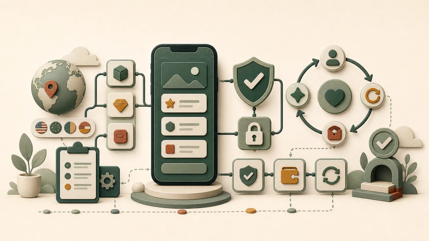 Illustration of a reviewed in-app purchase and subscription flow